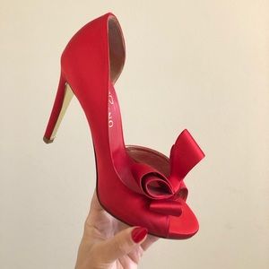 Valentino Garavani Red Satin D’Orsay Pumps
